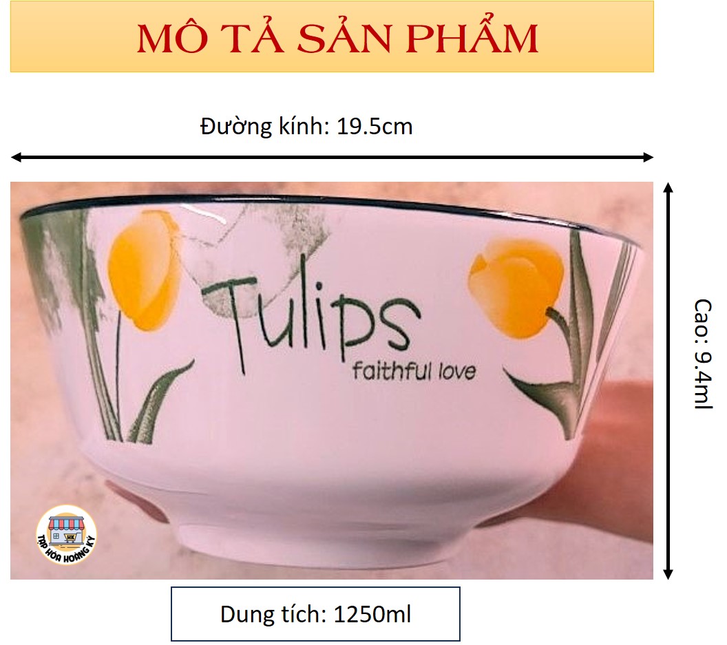 TÔ BẦU GỐM SỨ 4D HỌA TIẾT TULIPS - ĐỦ SIZE ( 6 ,7, 8)