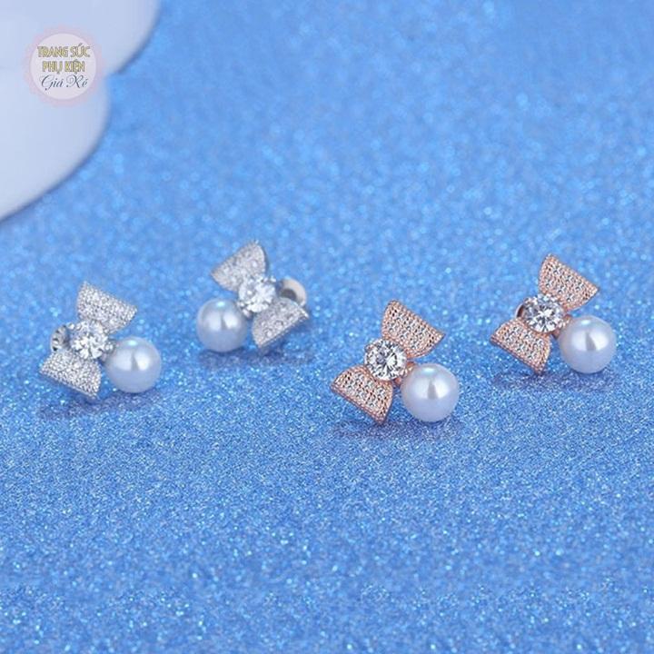 [HCM]Bông tai nơ hạt châu mẫu mới HT205 S925