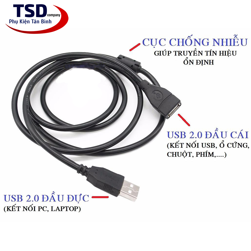 Cáp USB Nối Dài 1.5 Mét Xịn Không Nhiễu - Cable USB