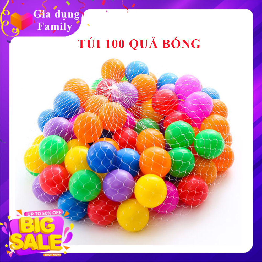 Combo 100 quả bóng nhựa cao cấp, mềm, an toàn cho bé