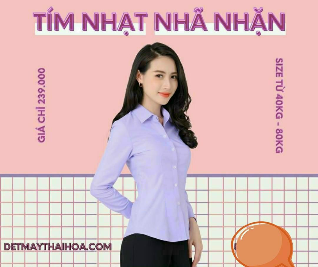 Áo sơ mi Thái Hòa cổ đức vải mềm màu tím nhã nhặn 047
