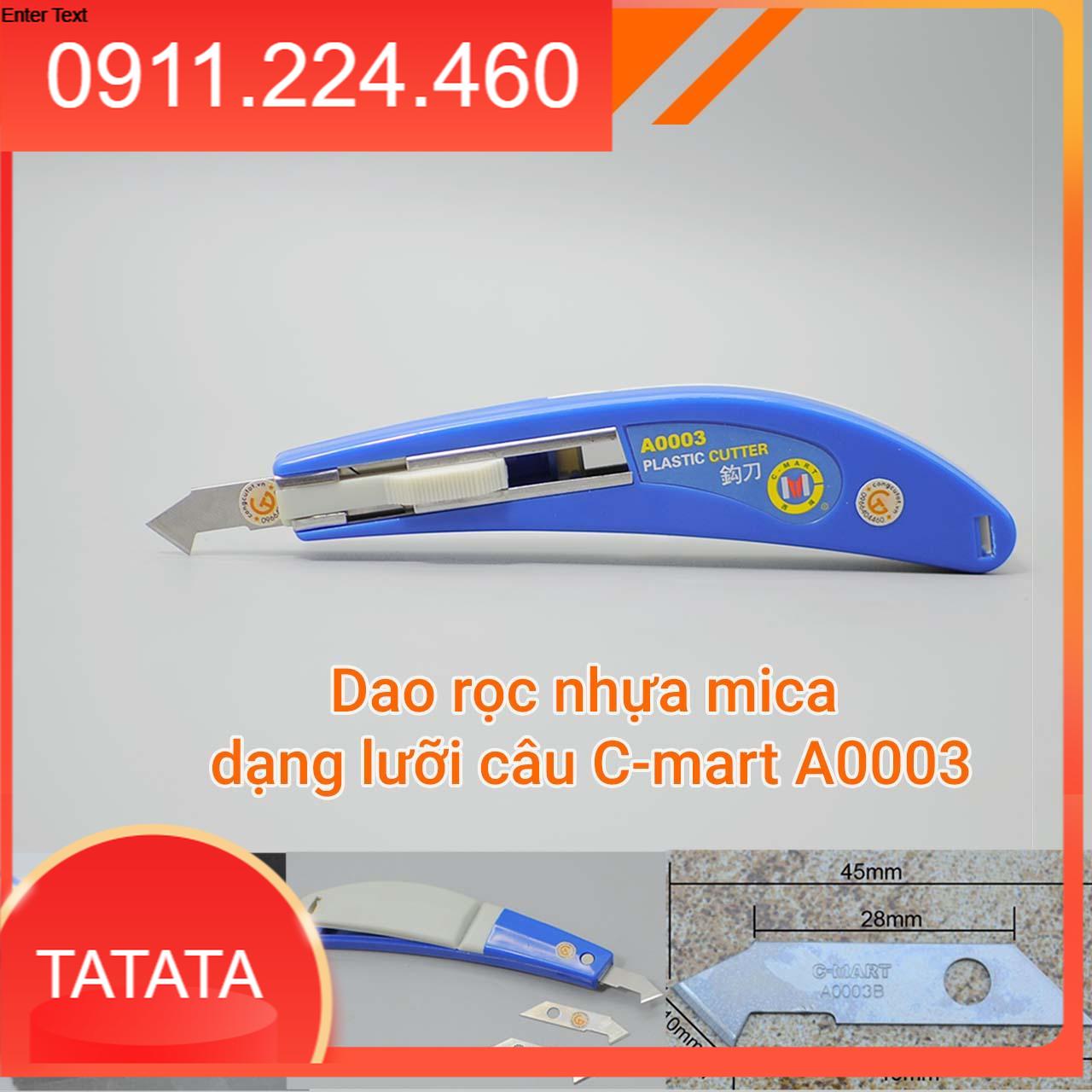 Dao rọc nhựa mica dạng lưỡi câu C-Mart A0003 tặng 02 lưỡi bên trong, lưỡi dao rọc móc câu C-Mart A0003B