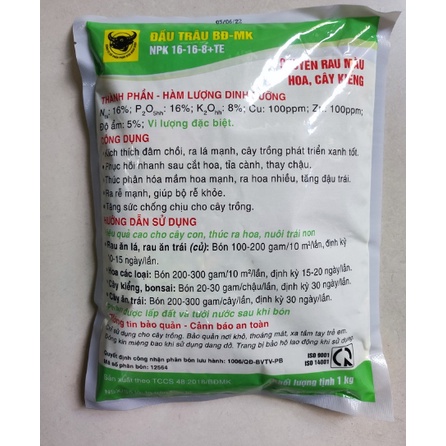 Phân bón NPK Đầu Trâu 16-16-8+TE Gói 1KG