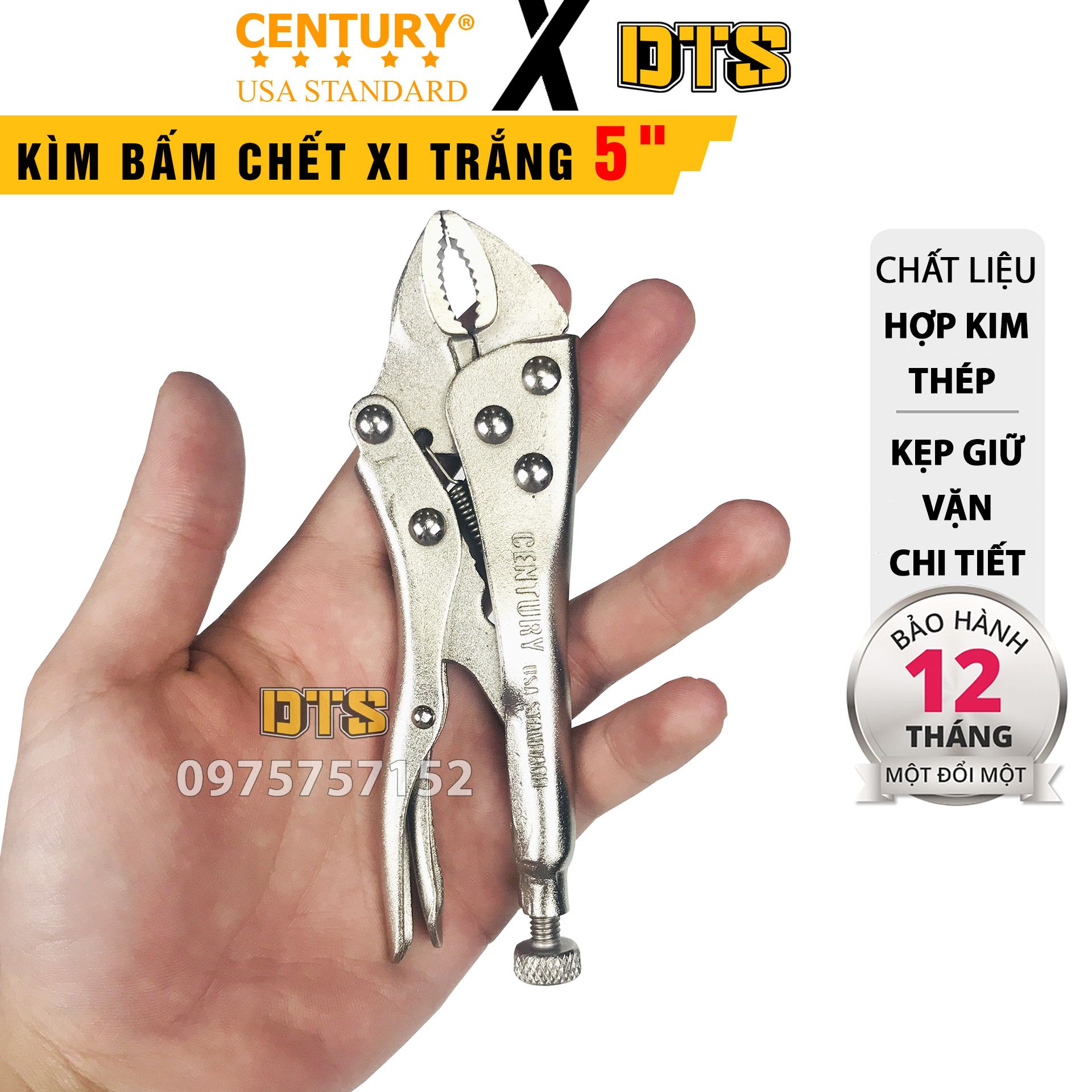 Kìm chết mini mỏ oval CENTURY 5 inch/ 125mm | Kìm bấm chết mỏ cong thép High Carbon mạ chrome chống gỉ, kềm chết nhỏ gọn, đa năng
