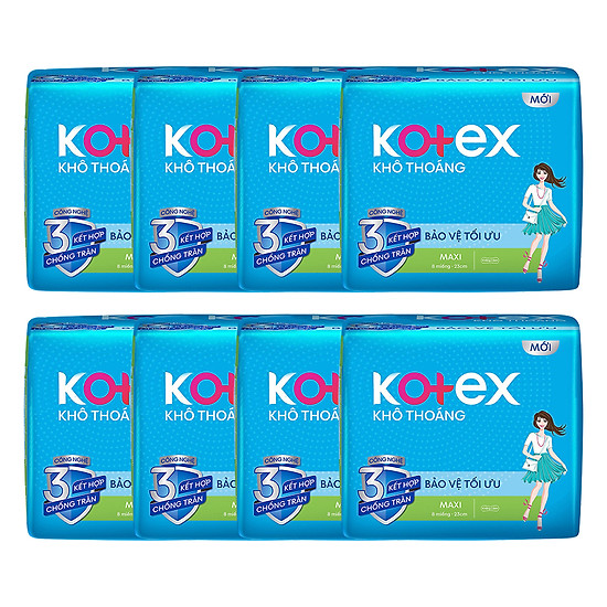 BÁO GIÁ BĂNG VỆ SINH KOTEX FREEDOM DÀY KHÔNG CÁNH 8/48 | Shopee Lazada Sendo Tiki mới nhất 36 Combo 8 Gói băng vệ sinh Kotex Maxi Dày Không Cánh Khô Thoáng 23cm - Mỗi Gói 8 Miếng - HSD luôn mới