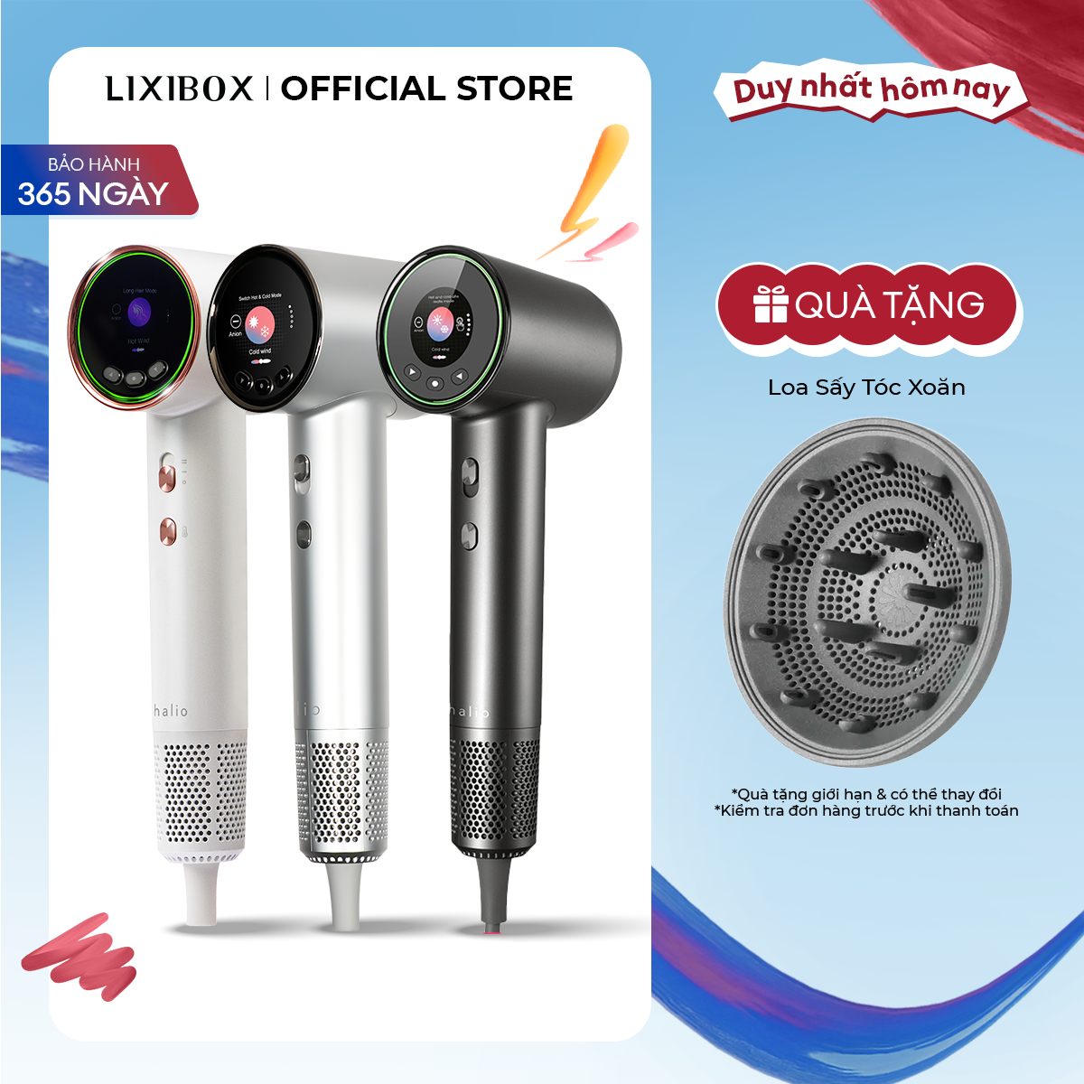 Máy Sấy Tóc Ion Âm 5 Chế Độ Màn Hình LCD Halio Hypersonic Hair DryerTốc Độ Đến 110.000 Vòng/phút