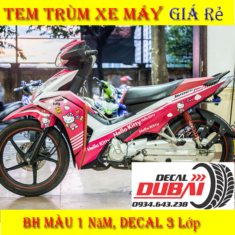Tem Trùm Wave RSX Hello Kitty Hồng Trắng