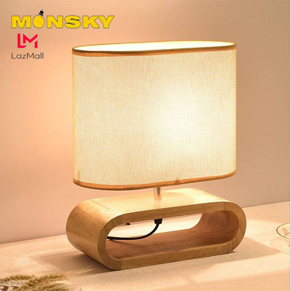 Đèn ngủ gỗ MONSKY SHADY hiện đại phong cách decor nhẹ nhàng, tinh tế - kèm bóng LED chuyên dụng
