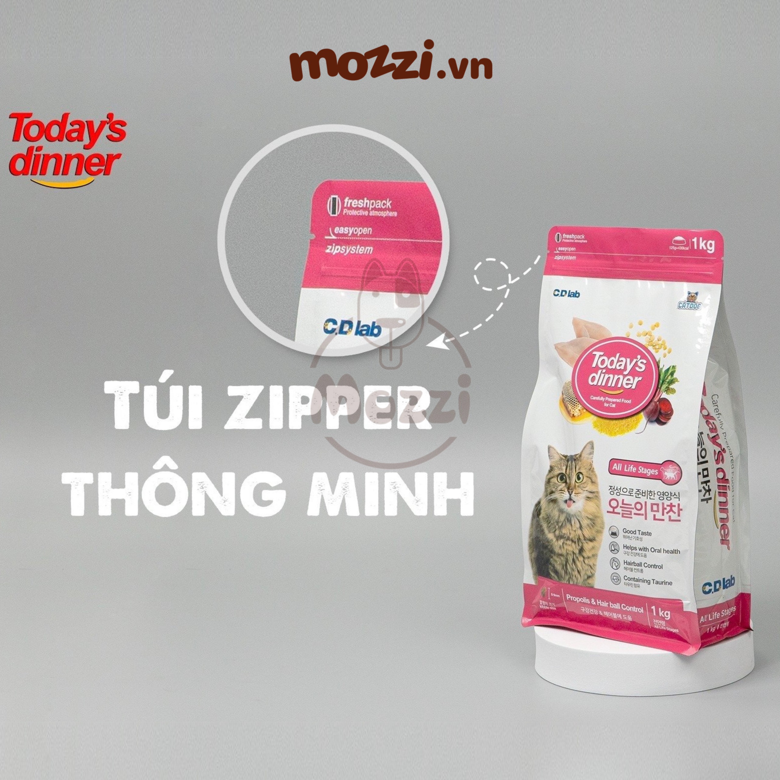 [Bịch 1kg] Today's Dinner Thức ăn Hạt cho mèo mọi lứa tuổi