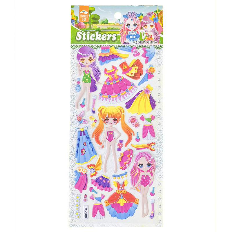 Set 5 Tờ Sticker nổi hình dáng công chúa cho bé gái
