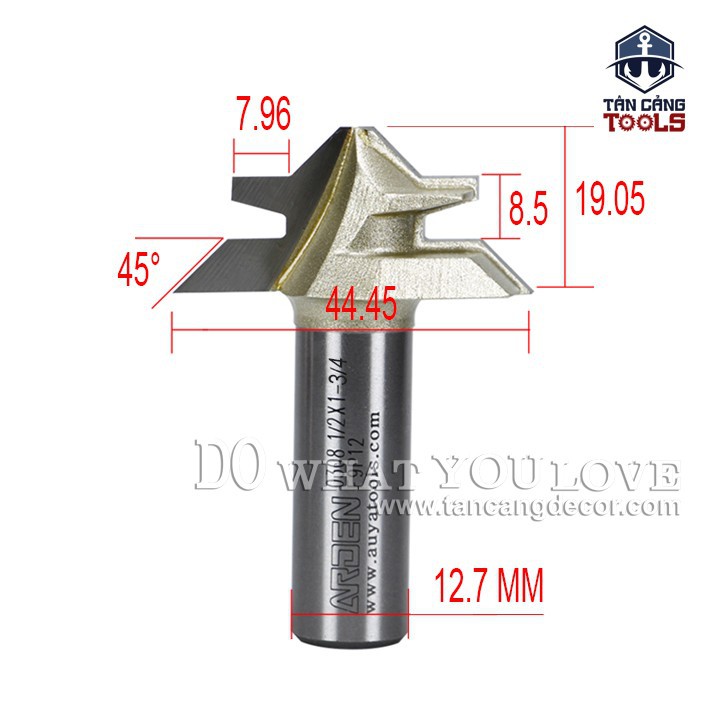 Mũi Router Ghép Góc 90 Độ Arden Cốt 12.7 mm