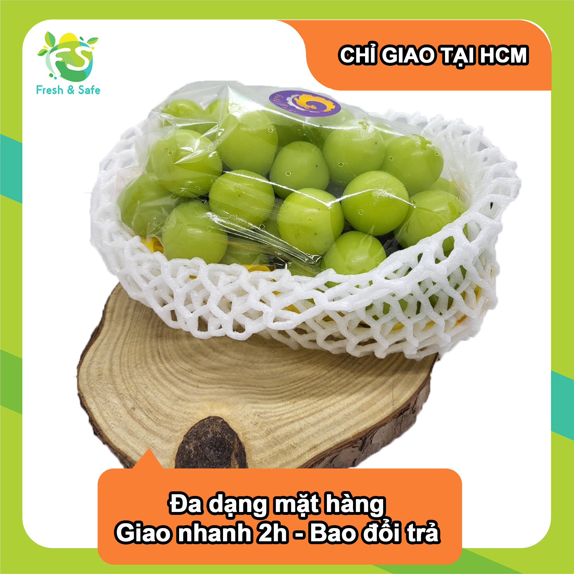 [Chỉ Giao HCM] Nho Xanh Mẫu Đơn - chùm 500Gr
