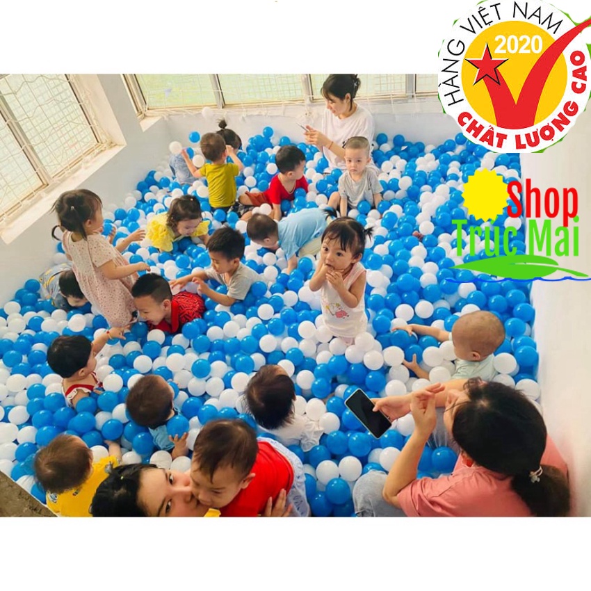Bóng Nhựa Việt Nam Cao Cấp không mùi Đồ chơi nhà banh màu xanh trắng đỏ vàng tím hồng