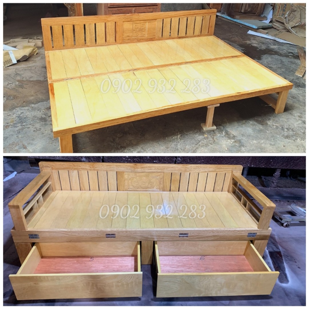 Sofa giường - giường gấp gỗ sồi cau