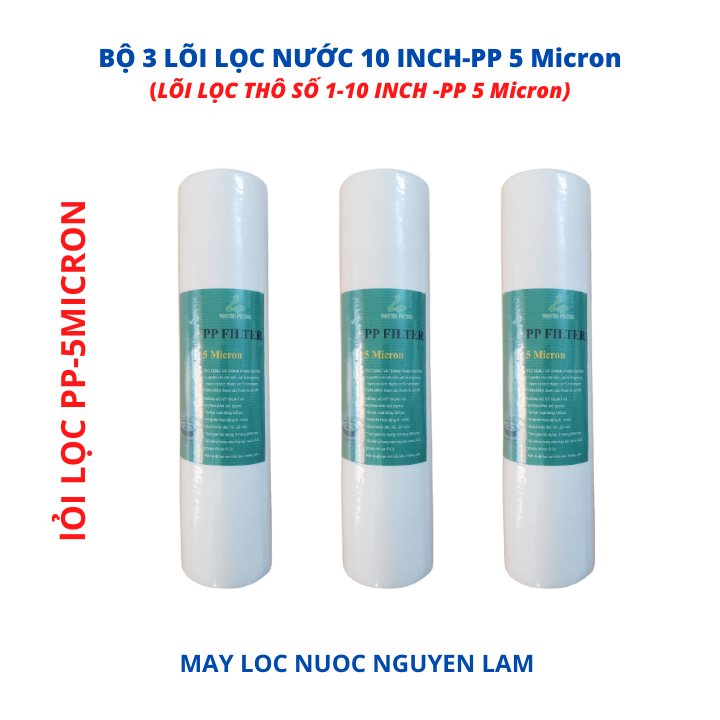 (HCM) Lõi Lọc Nước 10 Inch PP-5 Micron - (Lõi Lọc Thô Số 1)