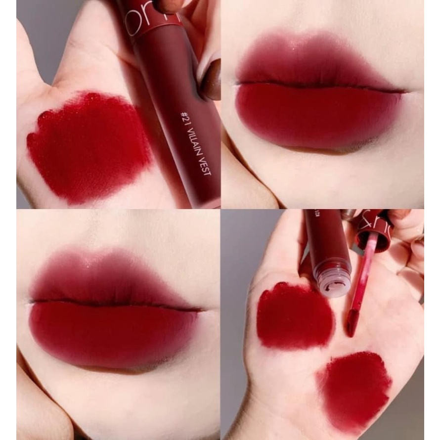 Son Romand Zero 21 màu đỏ đỏ trầm cổ điển (son kem lì Romand Zero Velvet Tint)
