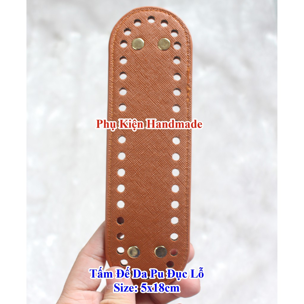 Tấm đế da pu đục lỗ 5x18 cm trang trí túi xách (50k /tấm)