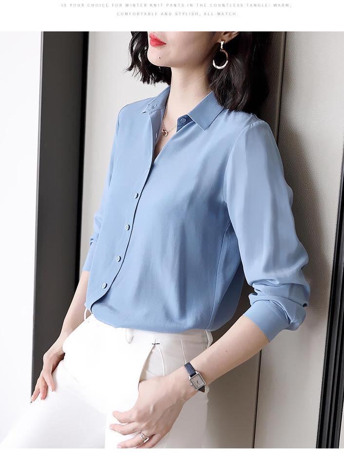 Áo Sơ Mi Nữ Trơn Công Sở Dấu Cúc Thời Trang PONIVA