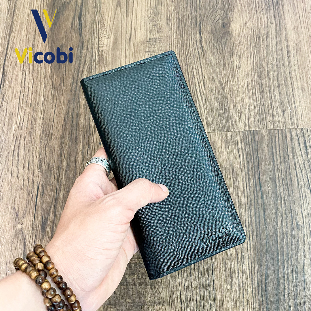 Long wallets male cowhide Vicobi D1, squeeze long handheld đựng card name card ATM, ID card, gplx coffee parrot by driving new old, made in Vietnam