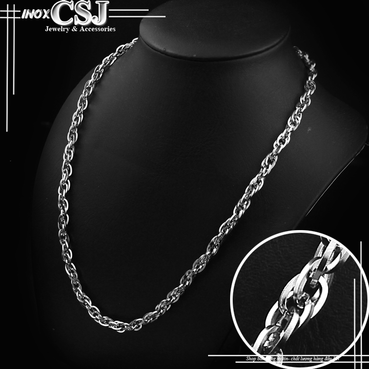 DÂY CHUYỀN NAM INOX 3 LỒNG XOẮN 5MM - độc đáo, cá tính - đẹp, không đen, không gỉ
