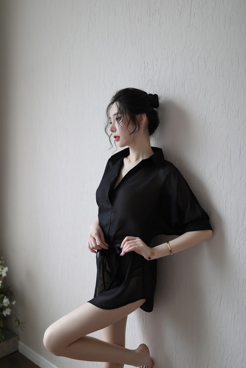 Đầm Ngủ Thun Kiểu Áo Sơ Mi Tay Lửng CDAN73