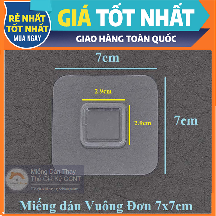 Bộ 2 miếng dán Vuông ĐƠN (7x7cm TRONG SUỐT) thay thế - mua dự phòng