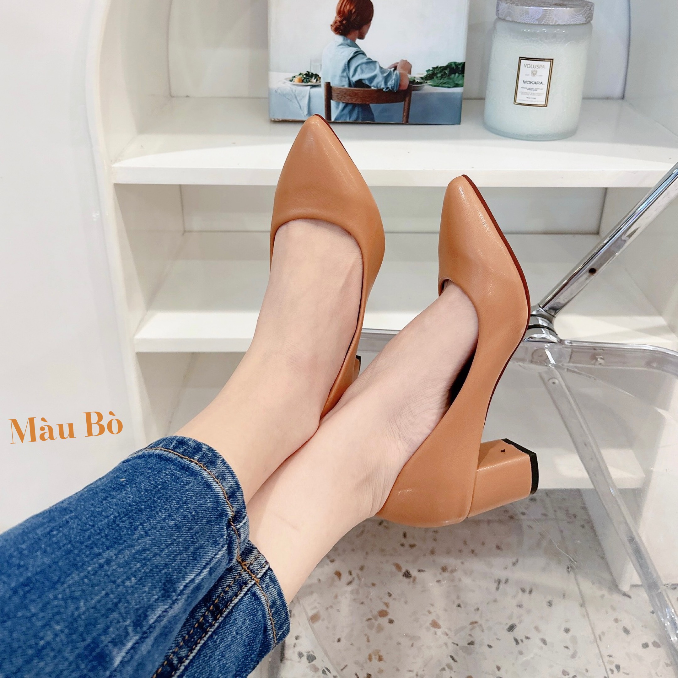 Giày cao gót nữ gót 5p ( chọn tăng 1 sz để êm ái hơn )