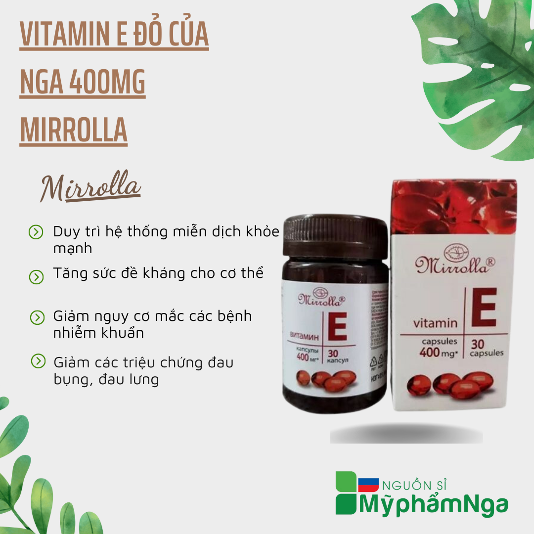 Vitamin E đỏ của Nga 400mg Mirrolla