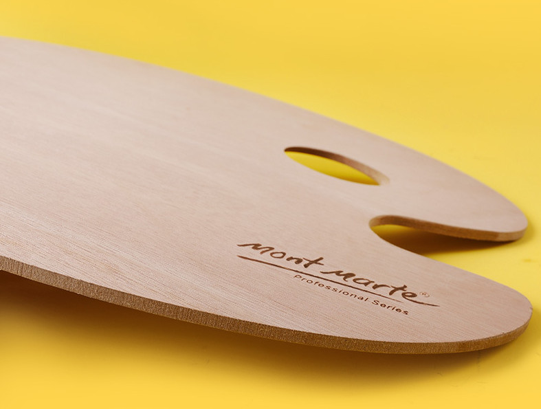 Khay Pha Màu Gỗ Palette Oval Gỗ Mont Marte (Oval Wood Palette 30x38cm)