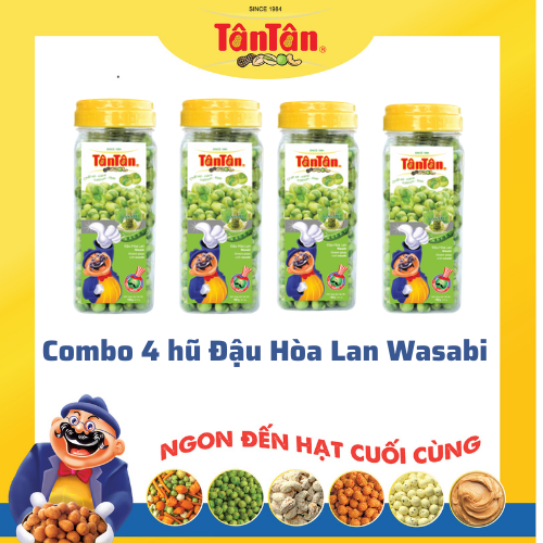 Combo 4 hũ Đậu Hòa Lan Wasabi Tân Tân 190g