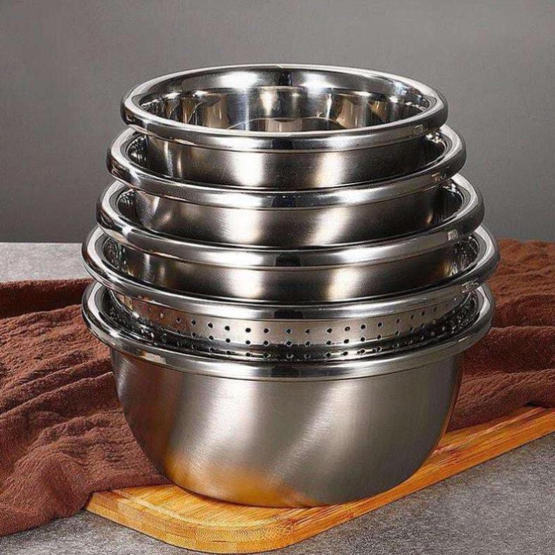 Bộ 5 rổ chậu inox cao cấp rửa rau