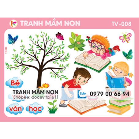 Decal mầm non- góc thư viện tv-008