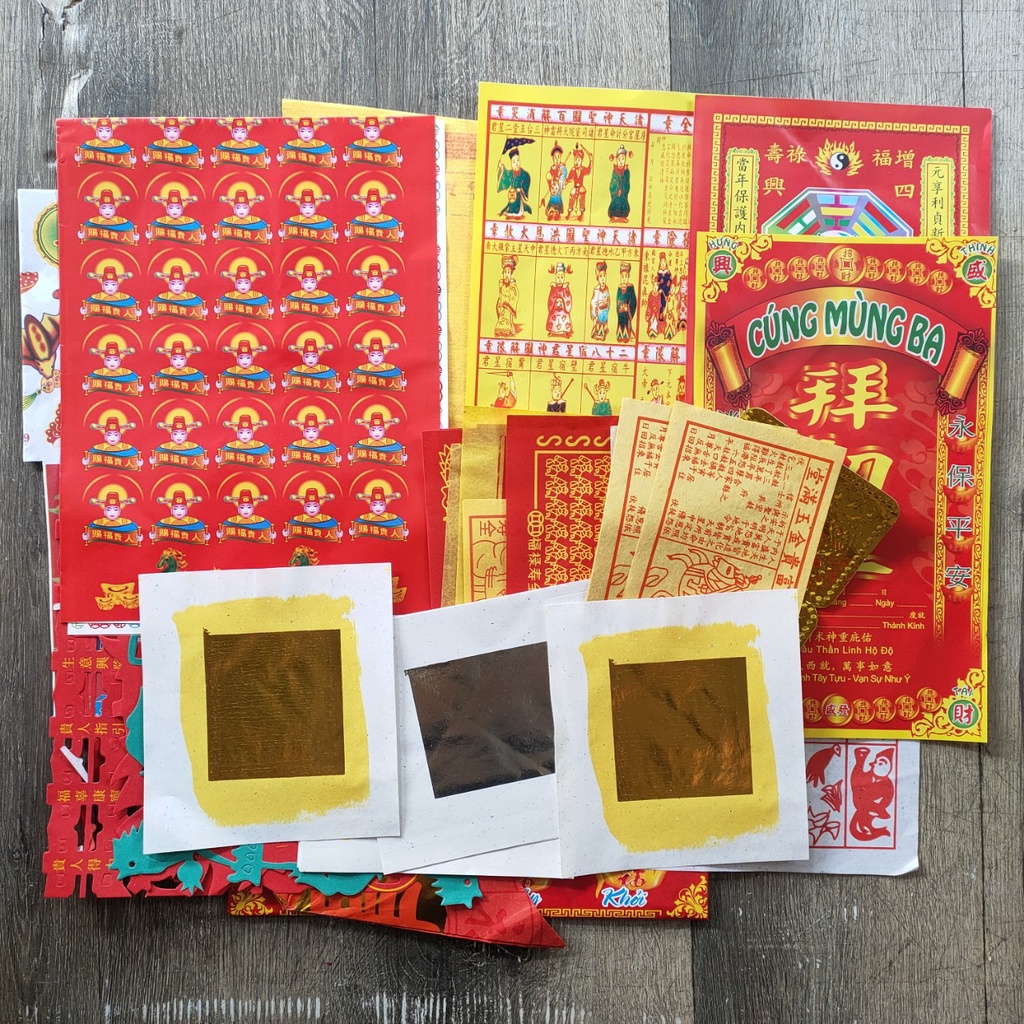 Bộ giấy cúng TẾT (xếp sẳn)  (Mùng 1,Mùng 2 , Mùng 3) , Combo Đầy Đủ - loại đẹp