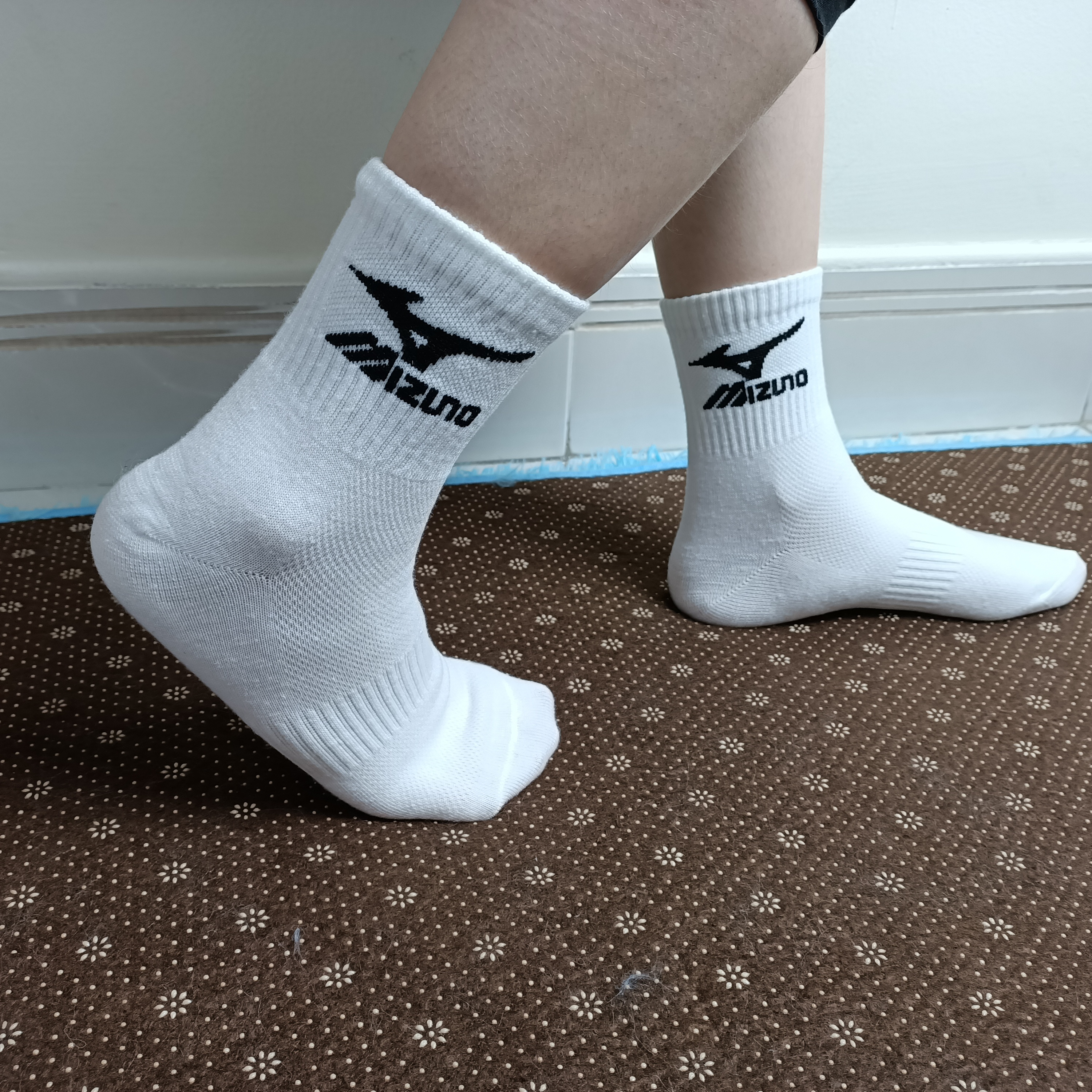 Freeship Tất Cả Tất dệt kim Mizuno Trắng cổ Lửng