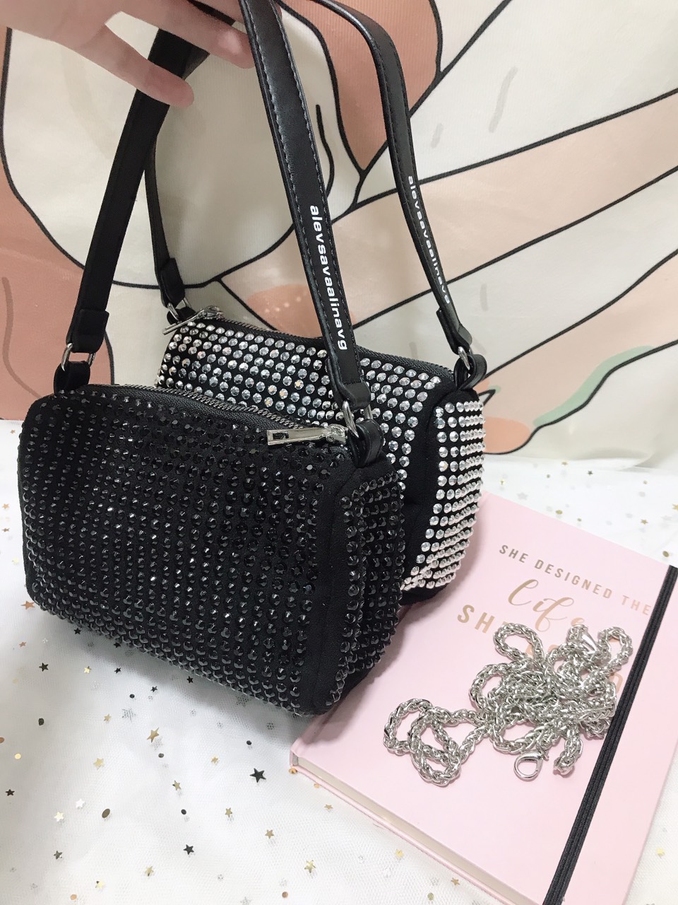 Túi kẹp nách đính đá sang chảnh (không phải hàng đá dán) S009