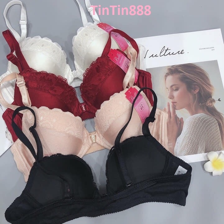 Đủ size 34 đến 40 - Áo ngực nữ mút mỏng cài trước có gọng nâng ngực trơn phối ren nâng ngực co dãn bút đúc mềm mại - áo lót nâng ngực chống sệ - TinTin888