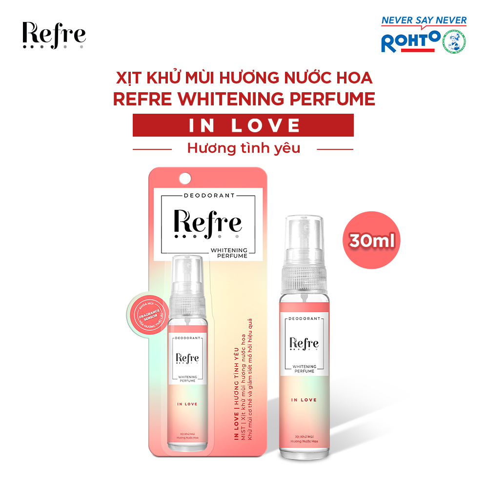 BÁO GIÁ XỊT KHỬ MÙI REFRE 30ML - HƯƠNG TINH TẾ SOPHIS | Shopee Lazada Sendo Tiki mới nhất 2 Xịt Khử Mùi Dưỡng Trắng Hương Nước Hoa Refre Whitening Perfume In Love - Hương Tình Yêu 30ml