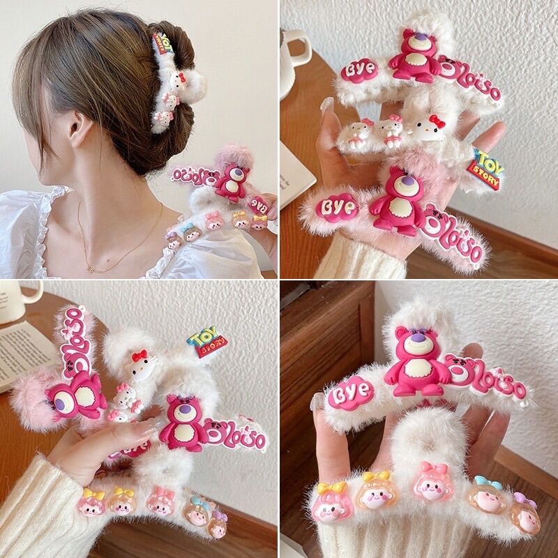 KẸP TÓC GẤU DÂU LOTSO MÀU HỒNG SIÊU CUTE