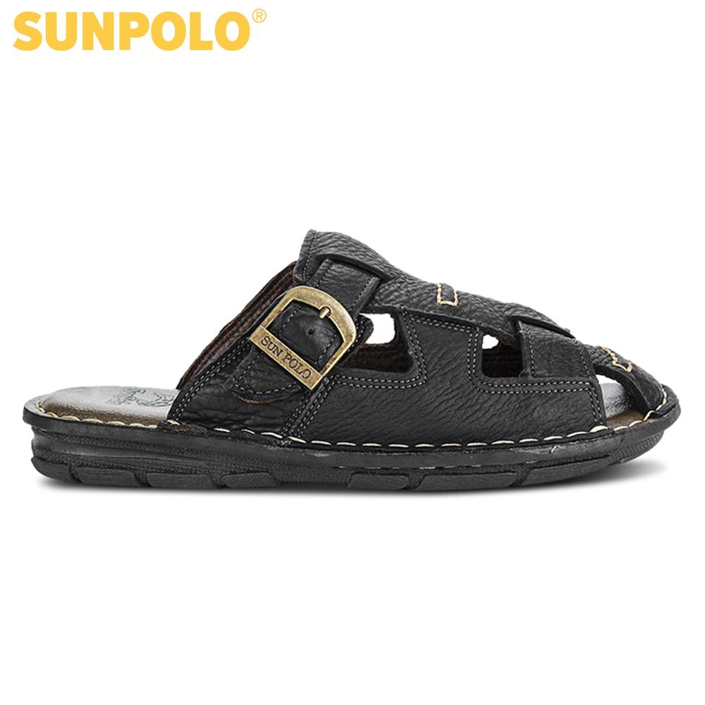 Dép Rọ Nam Da Bò SUNPOLO ABI019 (Đen, Nâu)