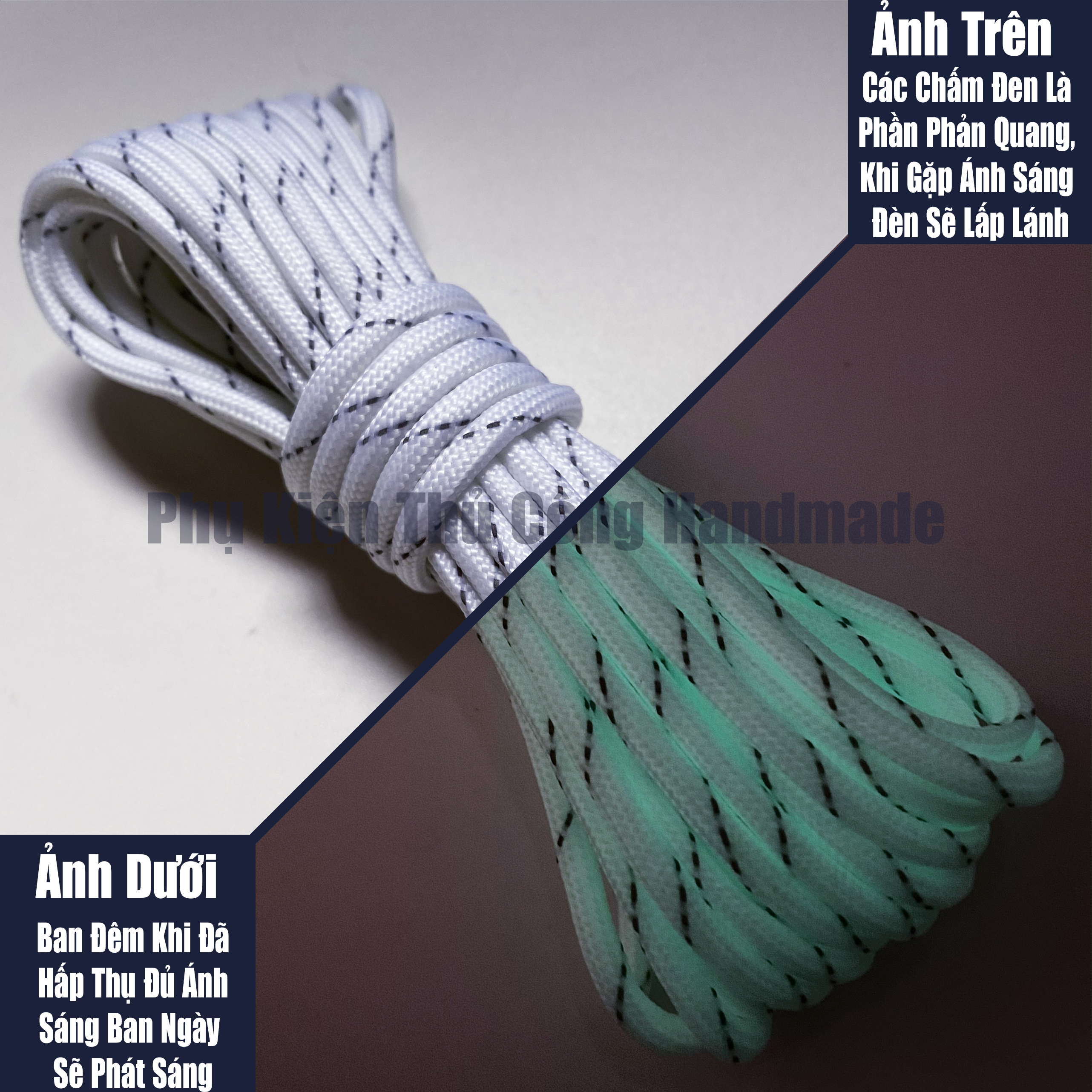 Dây Dù Paracord Dạ Quang Phản Dạ Quang Kết Hợp