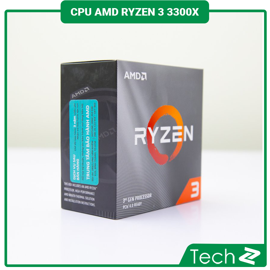 CPU AMD Ryzen 3 3300X (3.8GHz turbo up to 4.3GHz, 4 nhân 8 luồng , 16MB Cache, 65W) - Socket AMD AM4