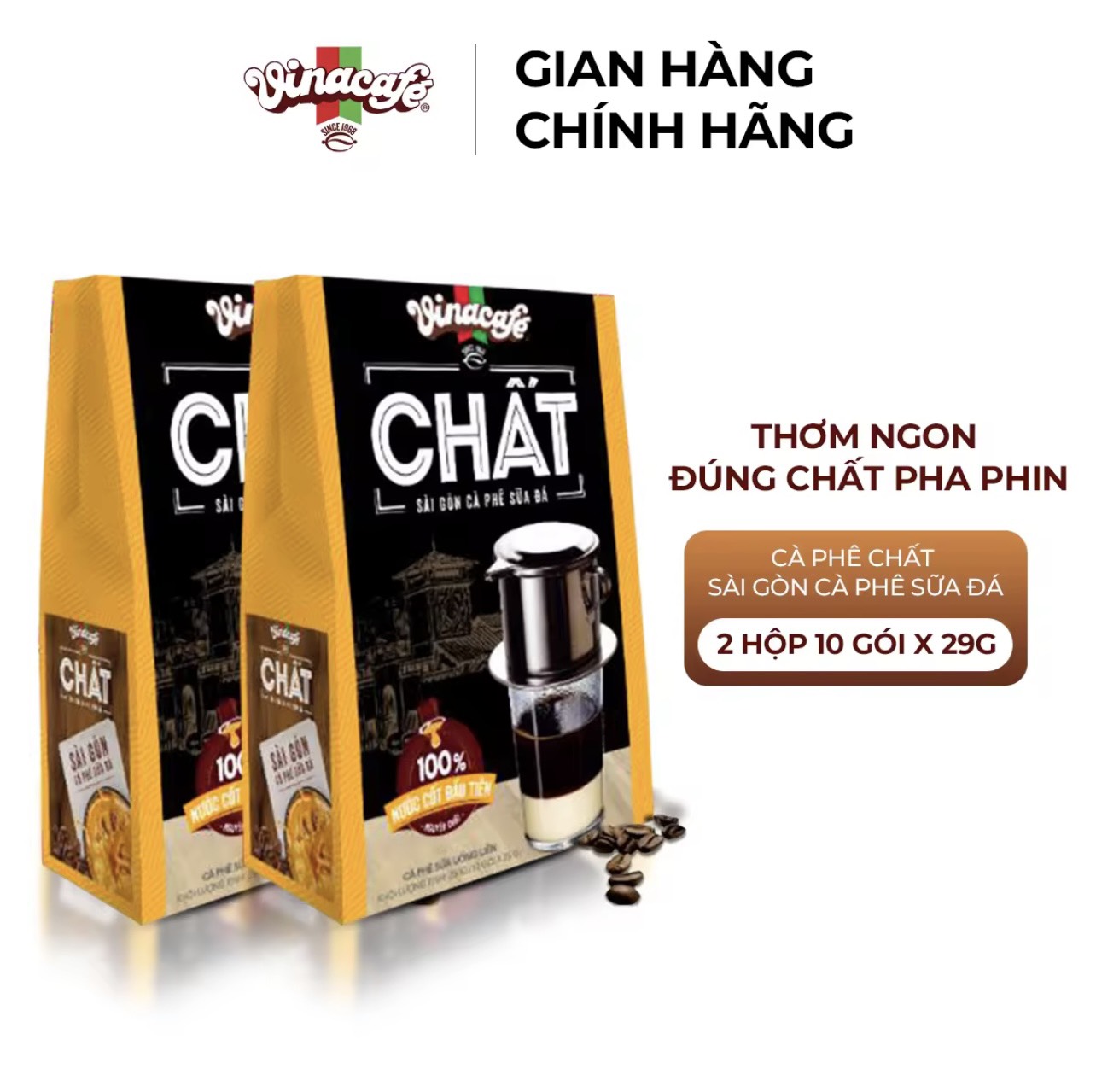 CÀ PHÊ SỮA VINACAFE CHẤT THƠM ĐẬM VỊ (10 GÓI *29g), cafe chất vinacafe