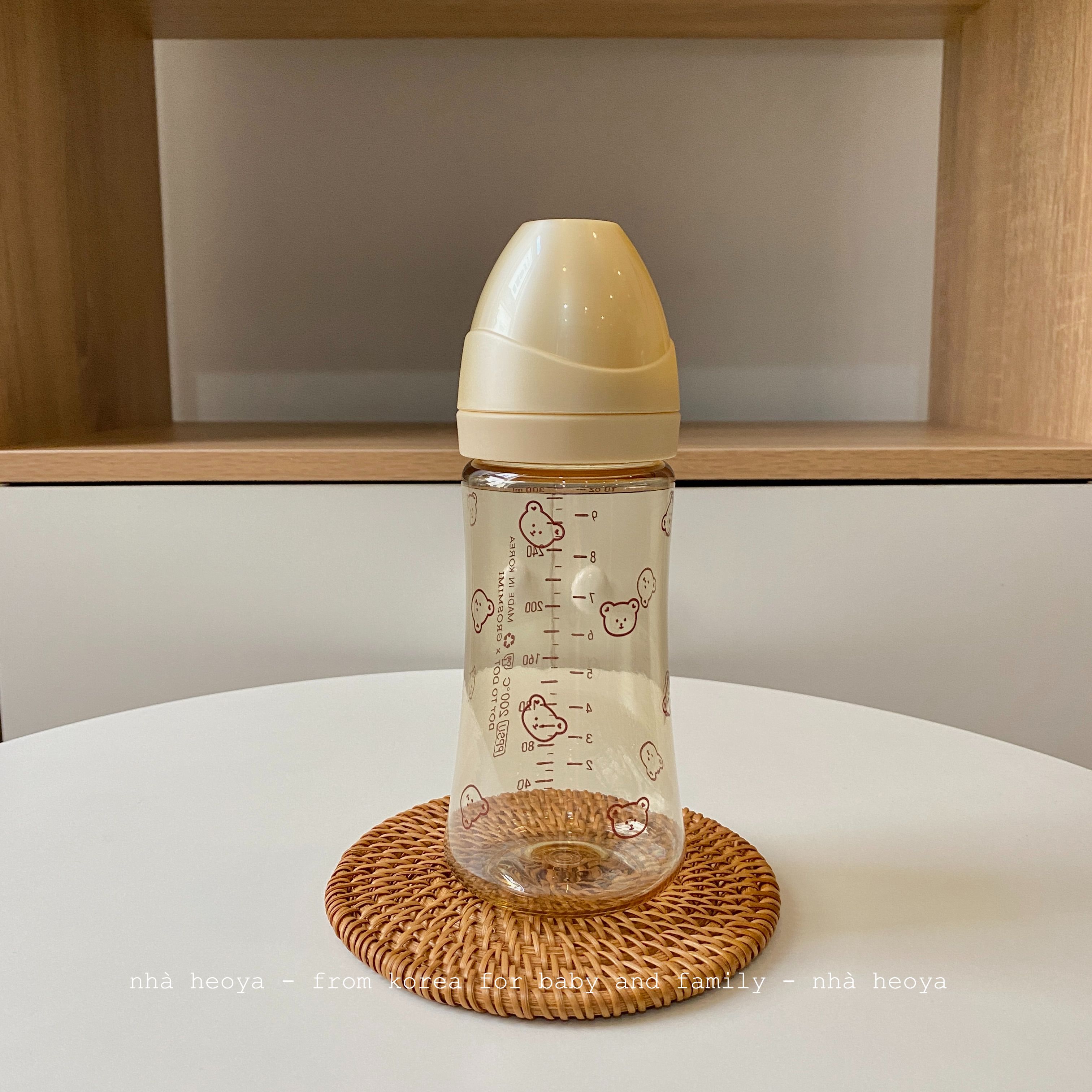 Bình sữa grosmimi x dottodot họa tiết olive dung tích 200ml và 300ml