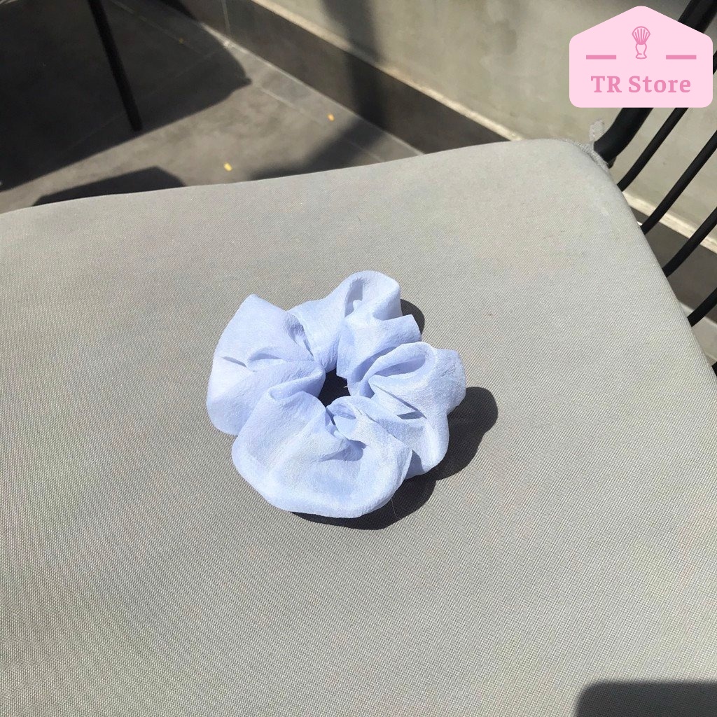 Scrunchies voan lụa gam màu Pastel dịu dàng buộc tóc