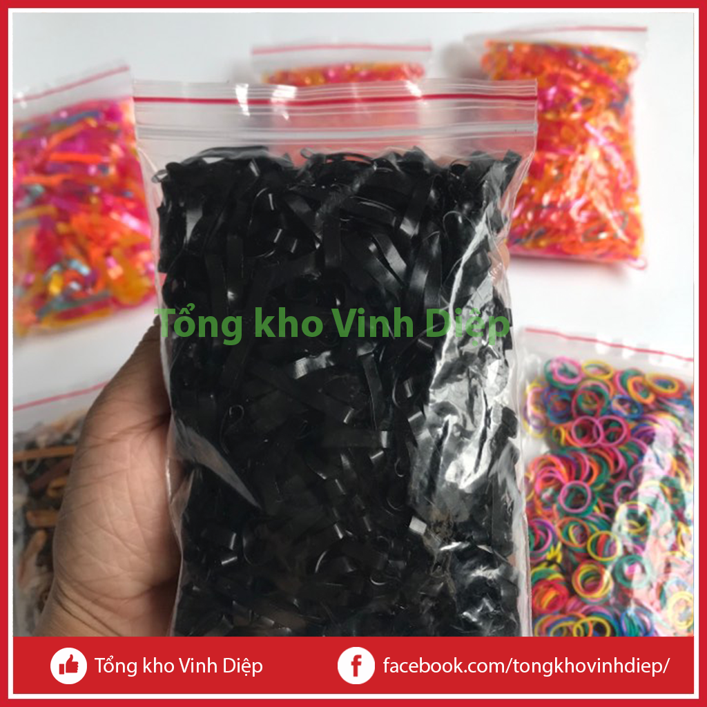 Gói 100g Chun buộc tóc đen, nhiều màu