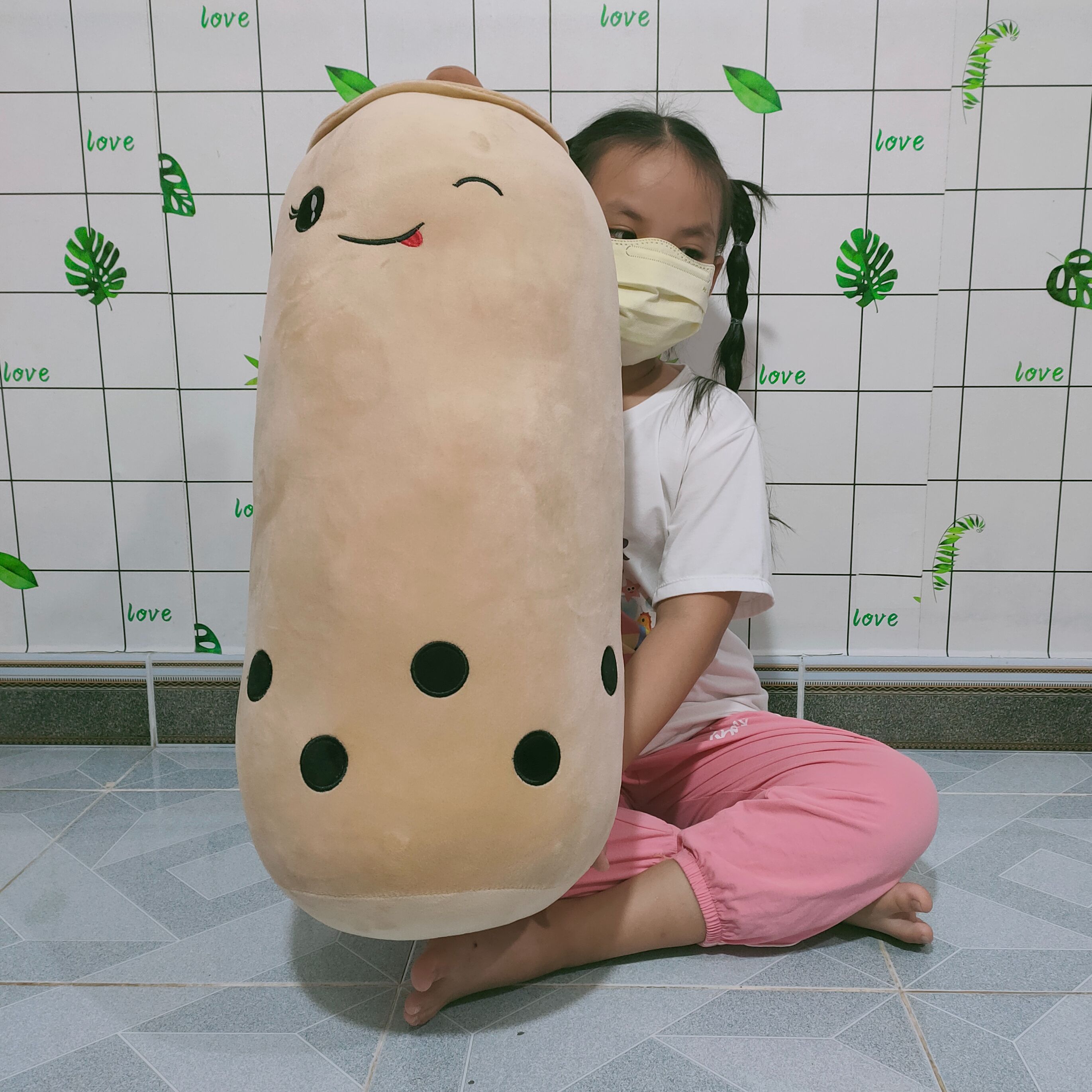 Gấu bông Trà Sữa nhiều màu thêu Mặt Cảm Xúc dễ thương vải Miniso 4 chiều siêu mịn