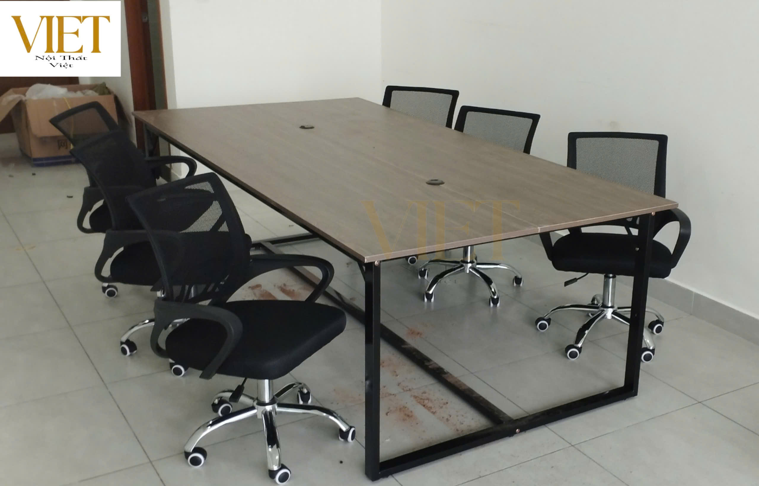 BÀN HỌP, BÀN VĂN PHÒNG CHÂN SẮT 2.4mx1.2m