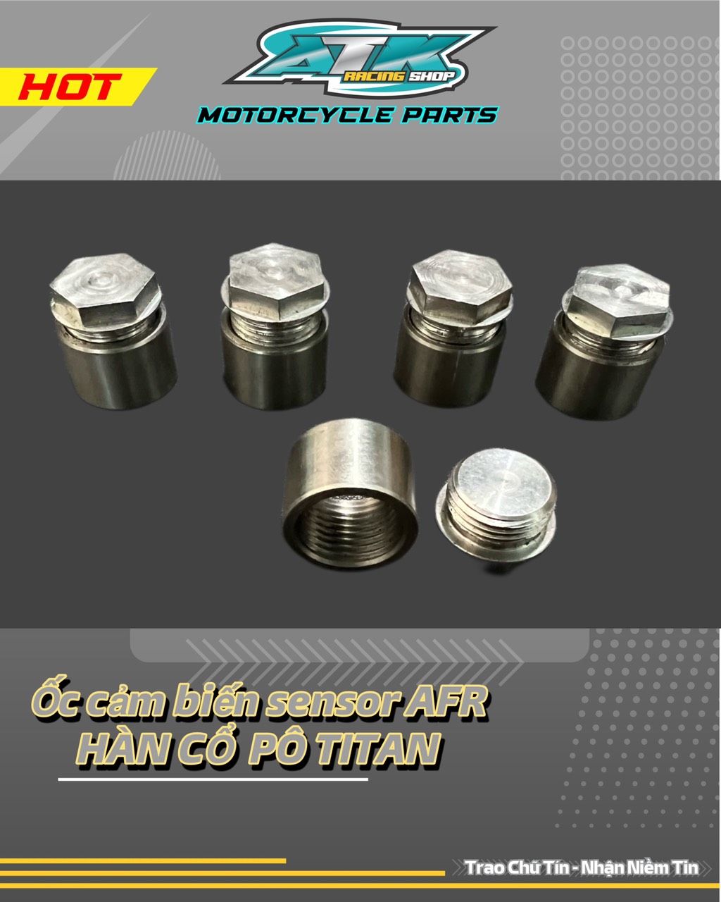 Ốc cảm biến sensor AFR chuyên dùng hàn cho cổ pô Titan và ốc sensor hàn cổ inox oxy