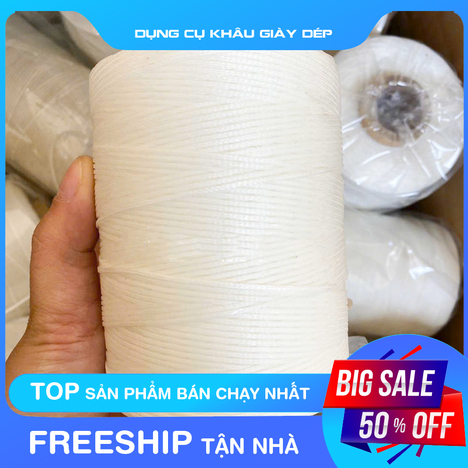 Chỉ sáp nến khâu giày dép, sợi dẹt (Màu trắng)