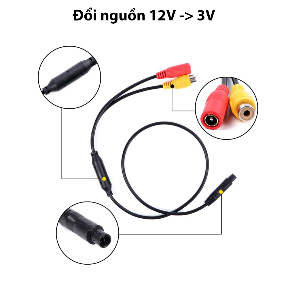 Dây điện nối đầu cắm với lỗ 4 chấu truyền tín hiệu cho camera chiếu hậu của xe hơi
